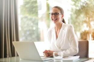 woman using laptop