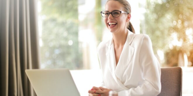 woman using laptop